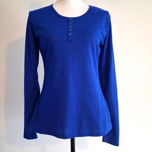 Blue Waffle Knit Top Size Med